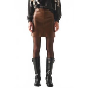 NEW Q2 leather effect mini skirt in brown